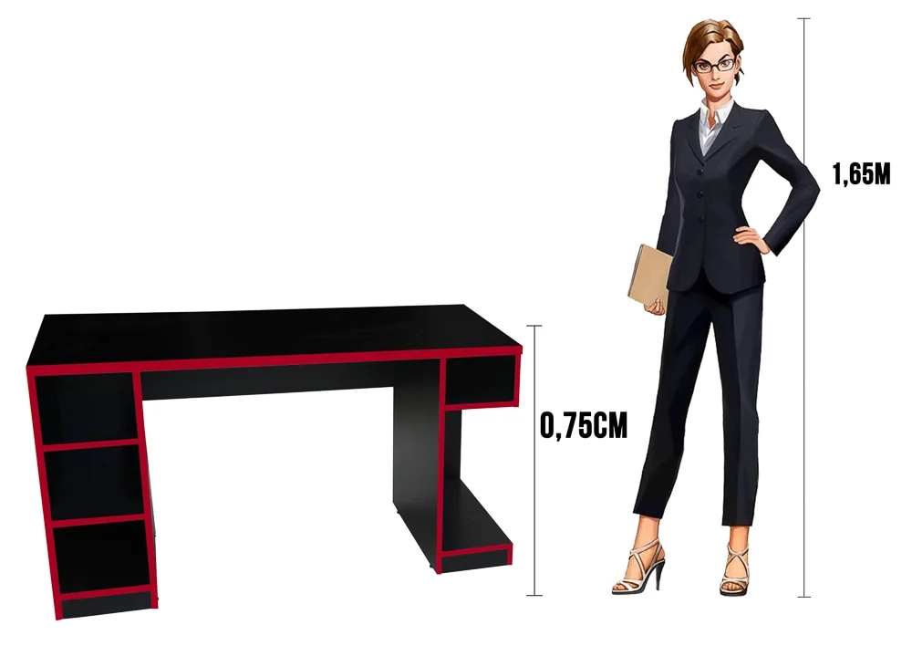 Mesa Para Computador Notebook Gamer Pro Preto/Vermelho - Fit Mobel