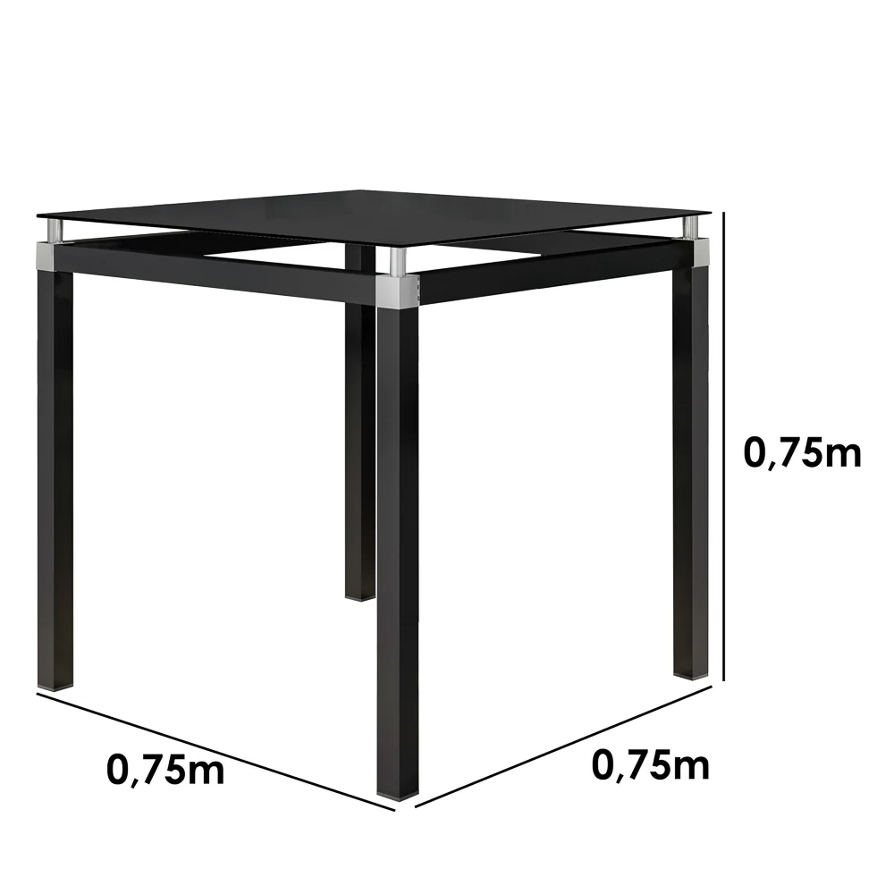Jogo de Mesa Malva 75cm e 4 Cadeiras 118 Preto - Artefamol