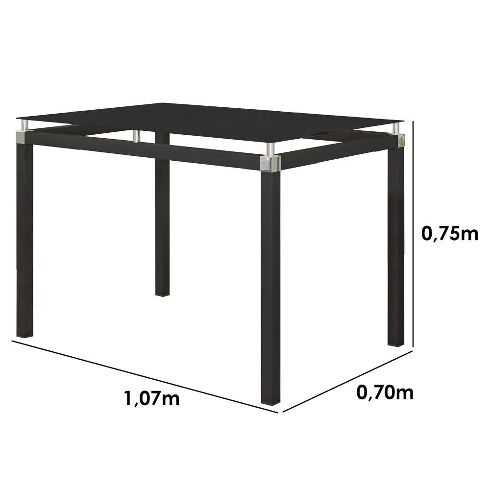 Jogo de Mesa Malva 107cm e 4 Cadeiras 118 Preto - Artefamol