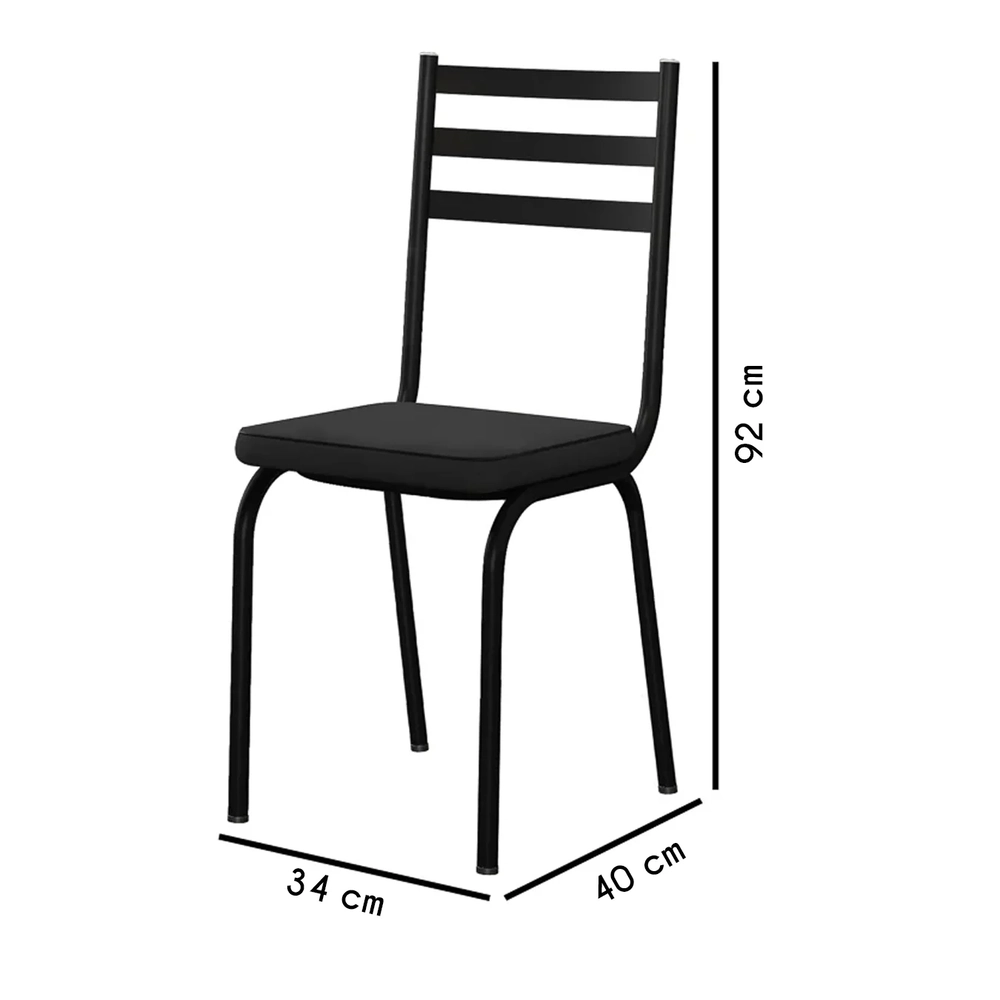 Jogo de Mesa Malva 107cm e 4 Cadeiras 118 Preto - Artefamol