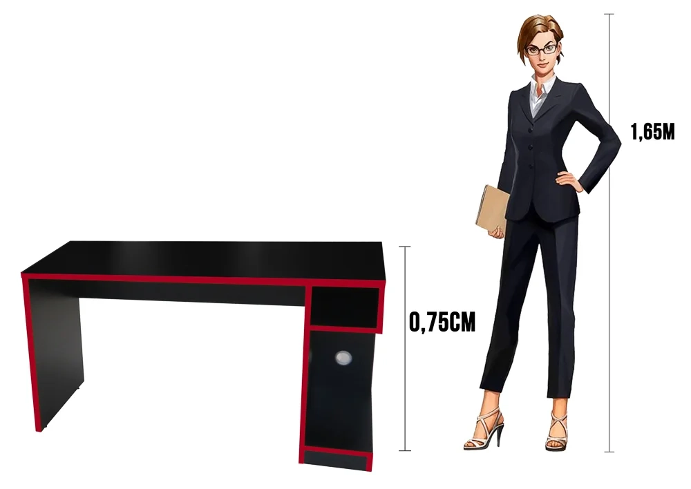 Mesa Para Computador Notebook Gamer X Preto/Vermelho - Fit Mobel
