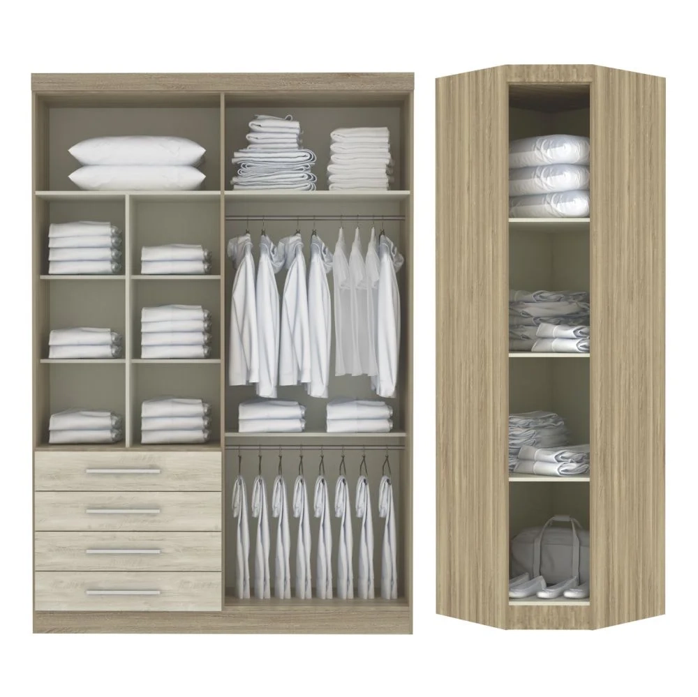 Jogo De Quarto Casal Modulado 6 Peças Master 005 Avelã Rústico/Ártico Rústico - Eucamóveis