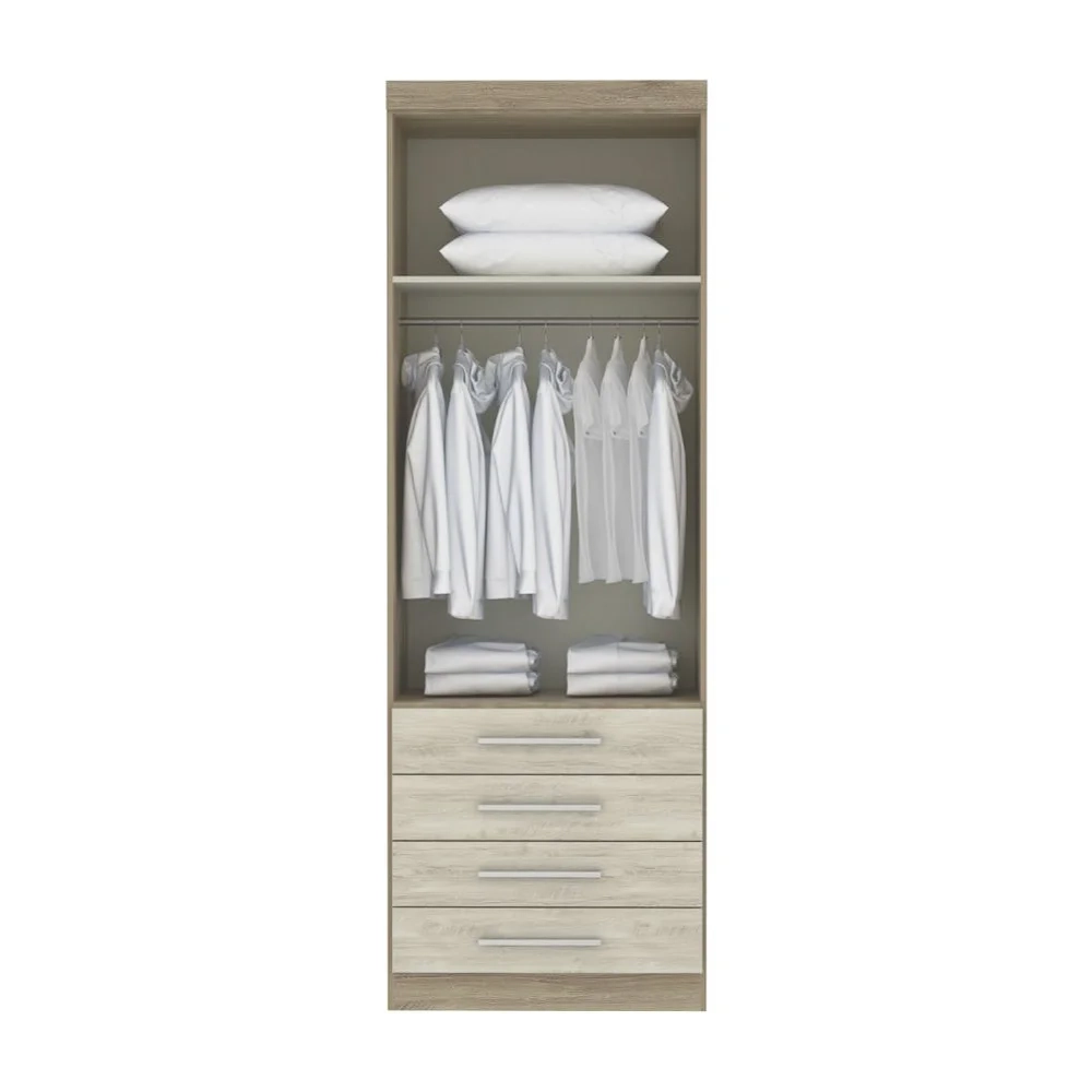 Jogo De Quarto Solteiro Modulado 4 Peças Master Avelã Rústico/Ártico Rústico - Eucamóveis