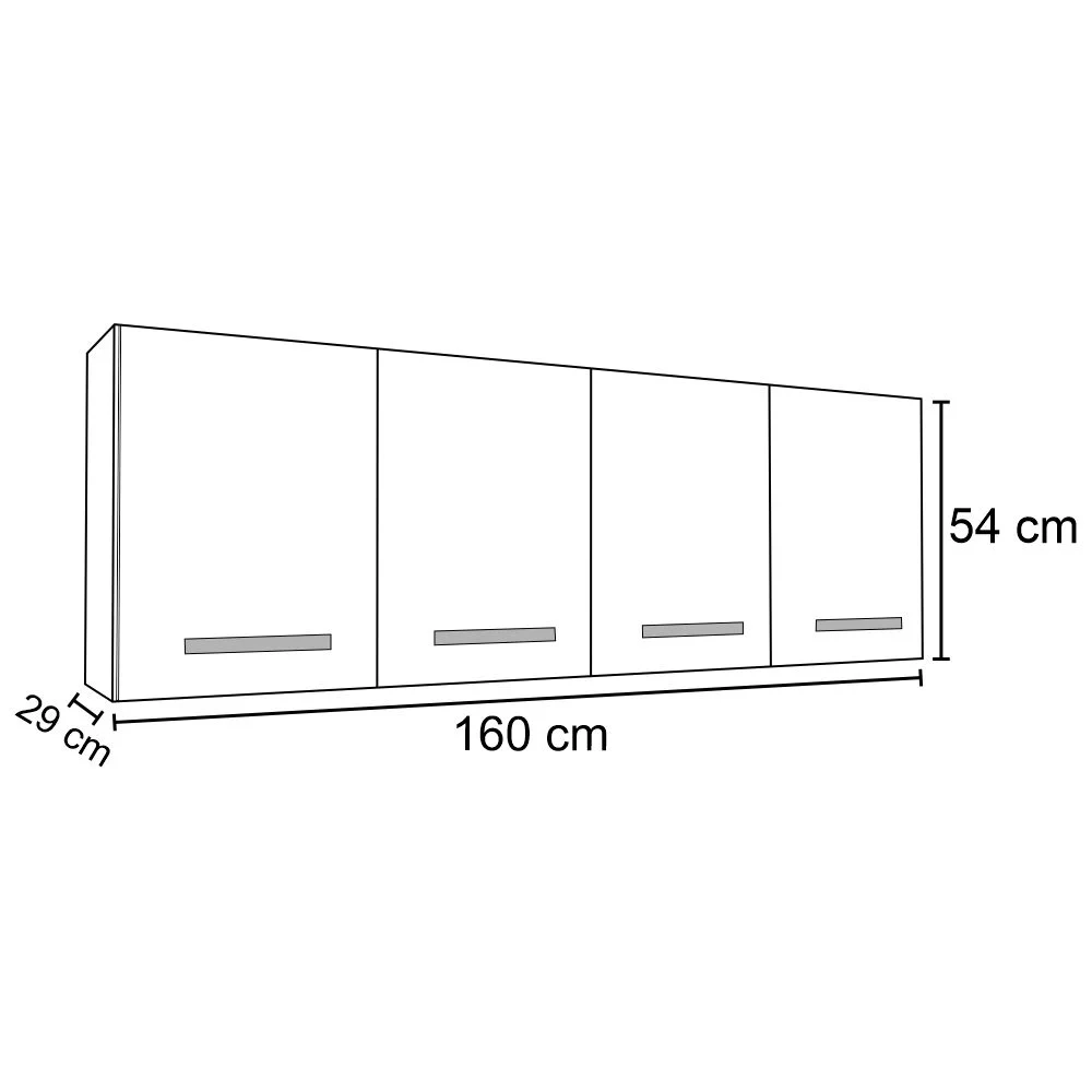 Kit 2 Armários Aéreos Panamá 4 Portas 160cm Branco/Preto - Lumil Móveis
