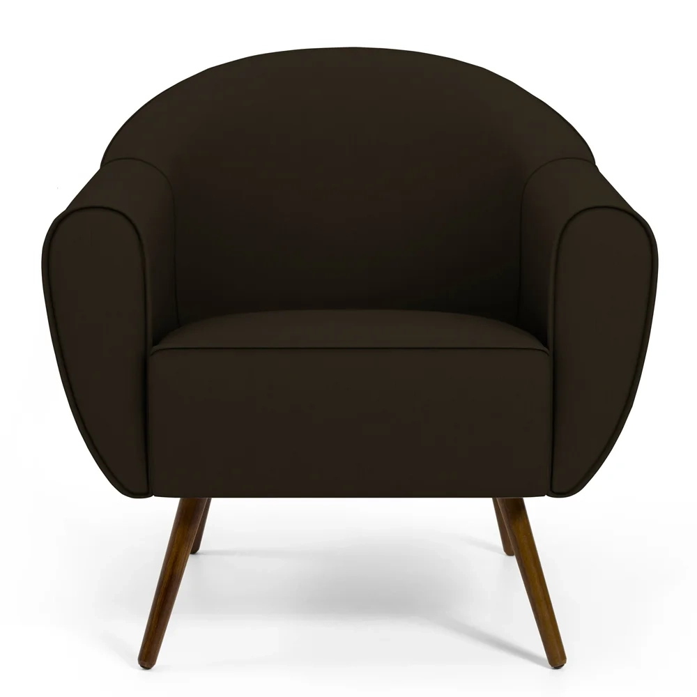 Poltrona Decorativa Nina Corano C-34 com Pés Palito Castanho - Domi