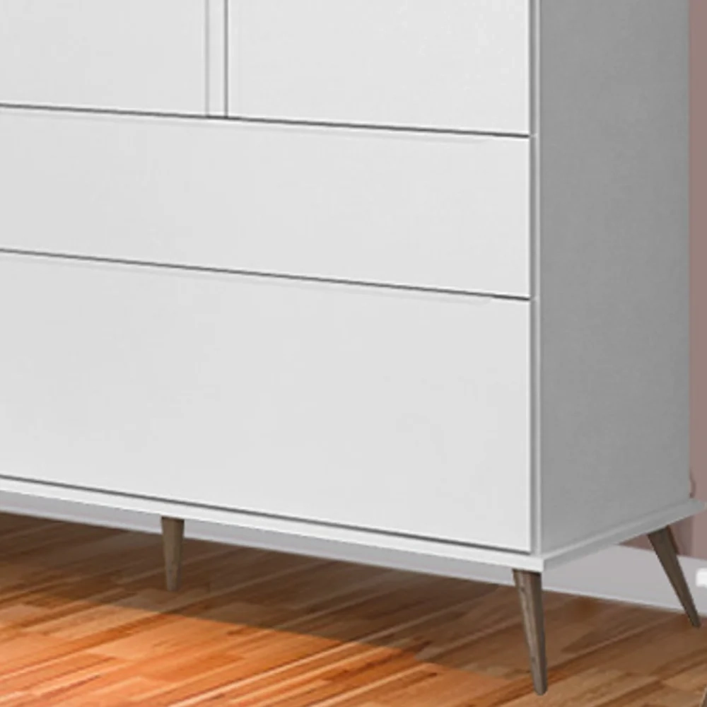 Jogo De Quarto Infantil Guarda Roupa e Cômoda 100% MDF Z39 Mel Branco - Mpozenato