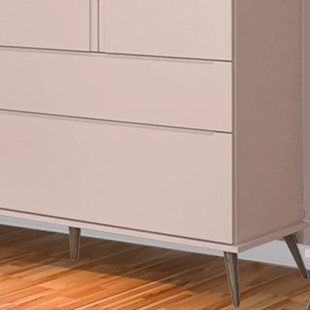 Jogo De Quarto Infantil Guarda Roupa e Cômoda 100% MDF Z39 Mel Rosê - Mpozenato