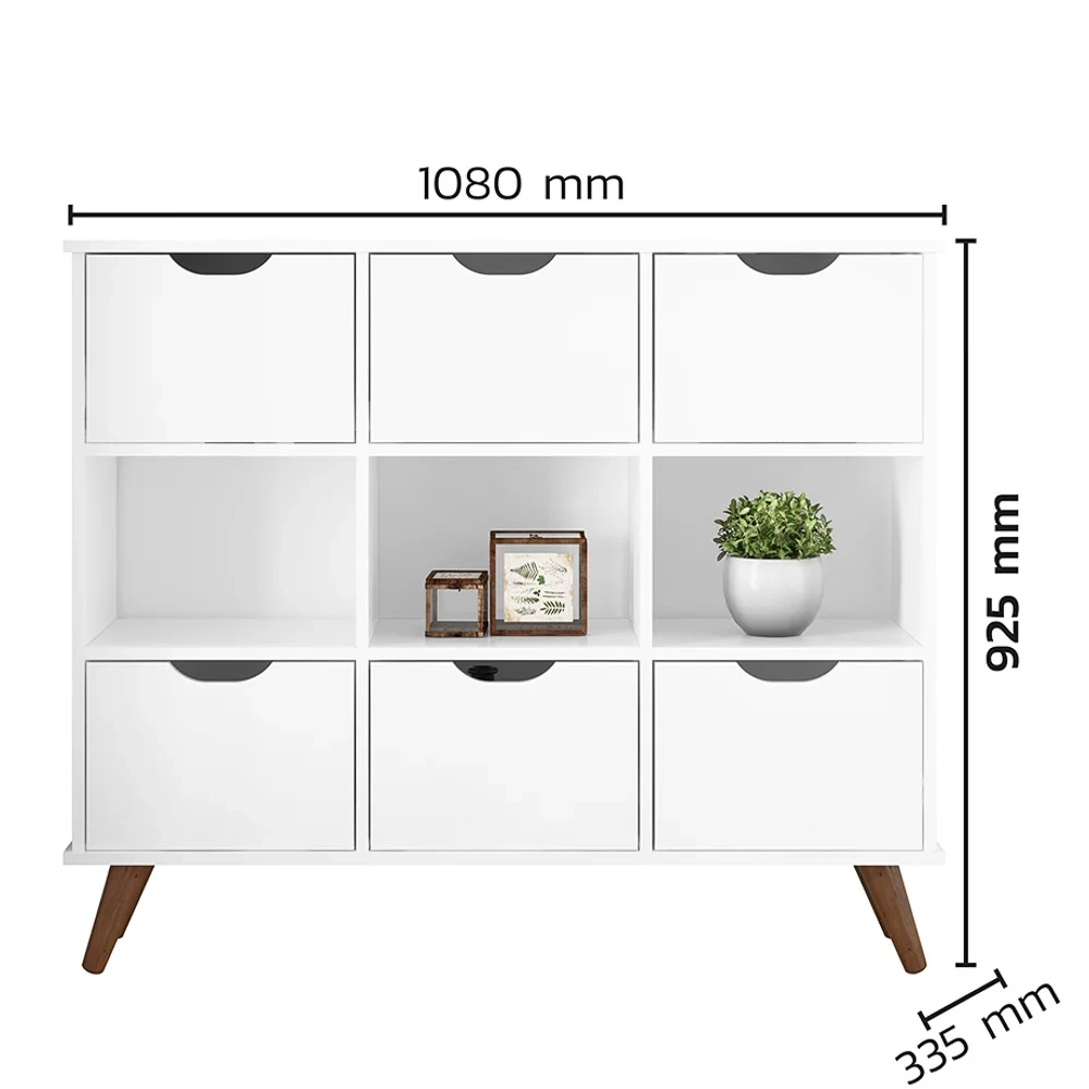 Nicho Organizador Multifuncional 3 Nichos 6 Gavetas Pés Retrô Cube Q01 Branco - Mpozenato