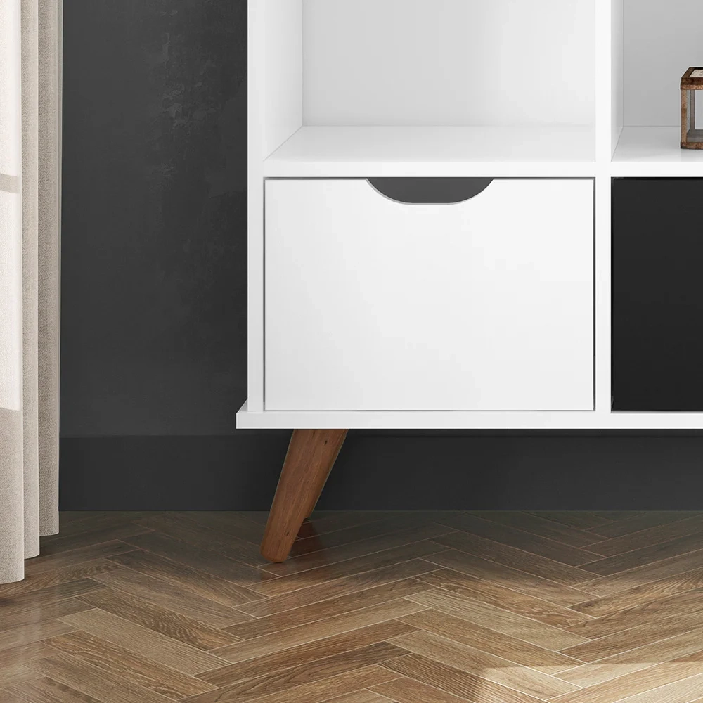 Nicho Organizador Multifuncional 3 Nichos 6 Gavetas Pés Retrô Cube Q01 Branco/Preto - Mpozenato