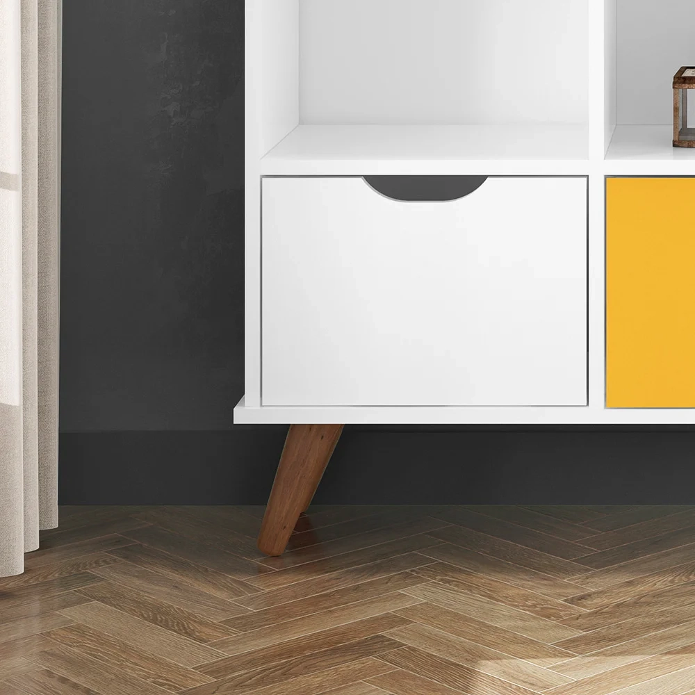 Nicho Organizador Multifuncional 3 Nichos 6 Gavetas Pés Retrô Cube Q01 Branco/Colorido - Mpozenato