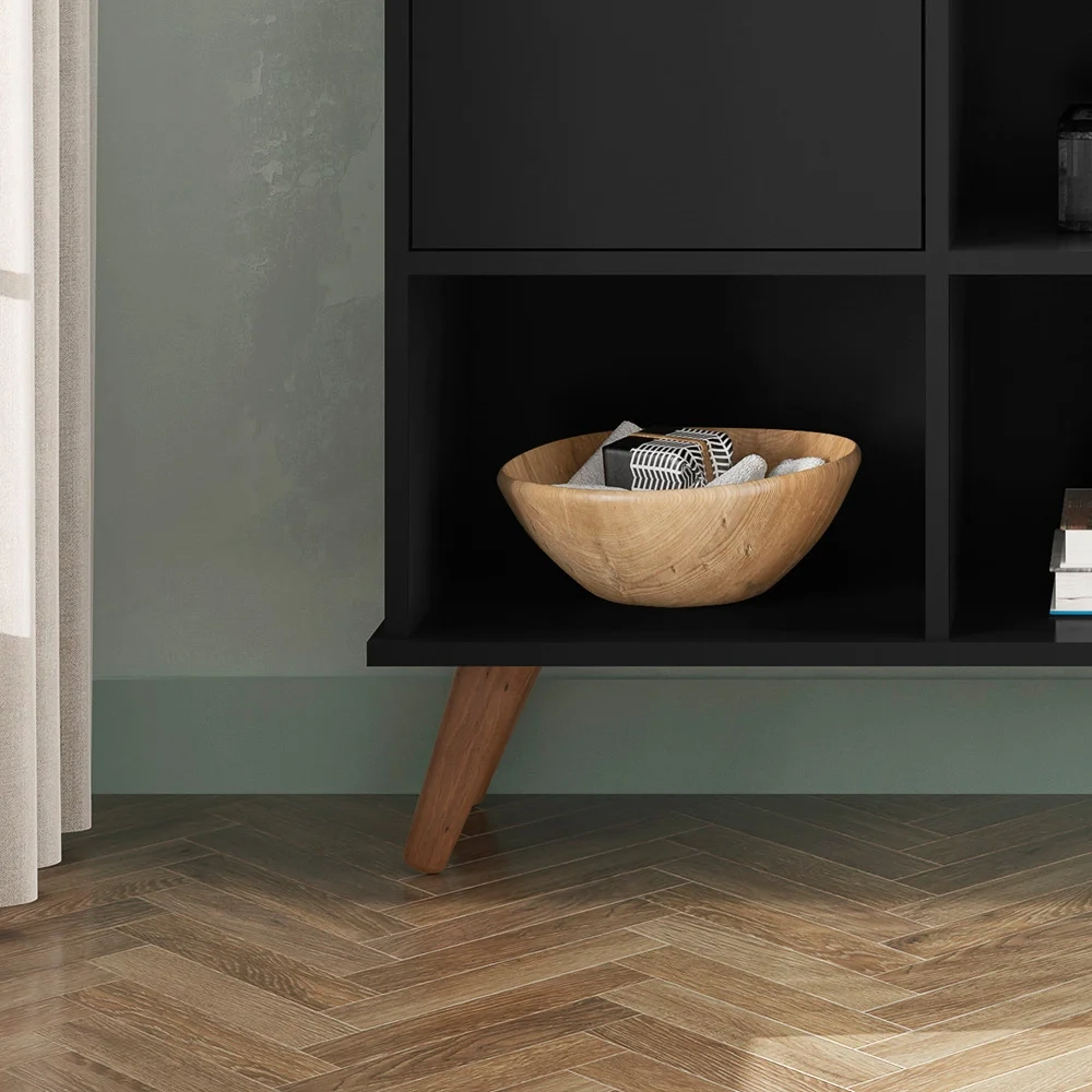 Nicho Organizador Multifuncional 6 Nichos 3 Gavetas Pés Retrô Cube Q01 Preto - Mpozenato