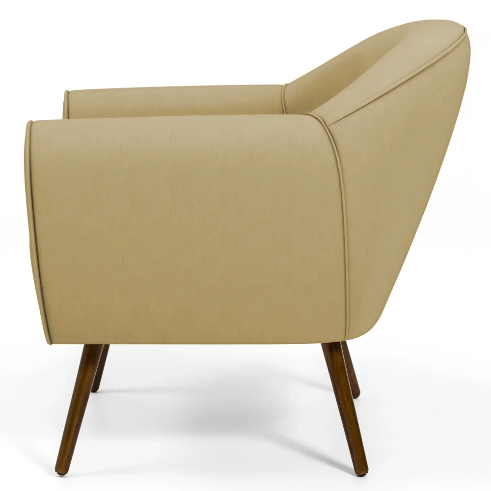 Poltrona Decorativa Sala de Estar Pés Palito Madeira Nina C-68 Veludo Bege - Domi