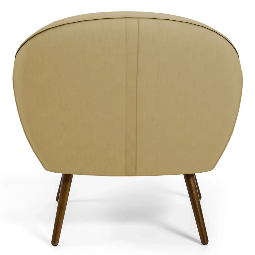 Poltrona Decorativa Sala de Estar Pés Palito Madeira Nina C-68 Veludo Bege - Domi