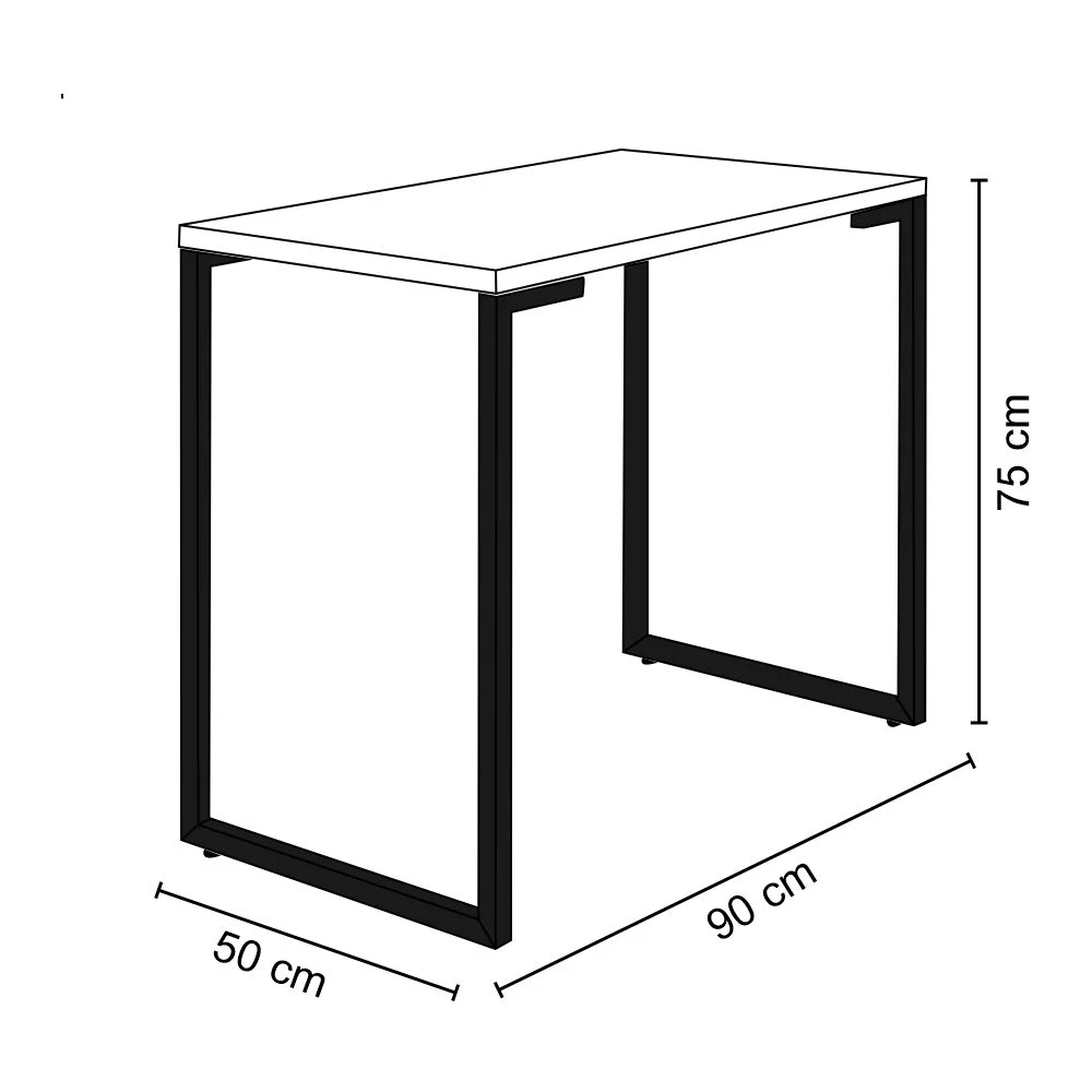 Kit 2 Mesas Escritório 90cm Estilo Industrial New Port F02 Nature - Mpozenato