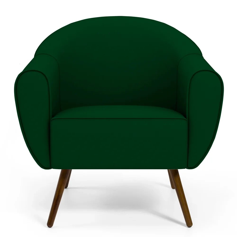 Poltrona Decorativa Sala de Estar Pés Palito Madeira Nina C-303 Veludo Verde - Domi