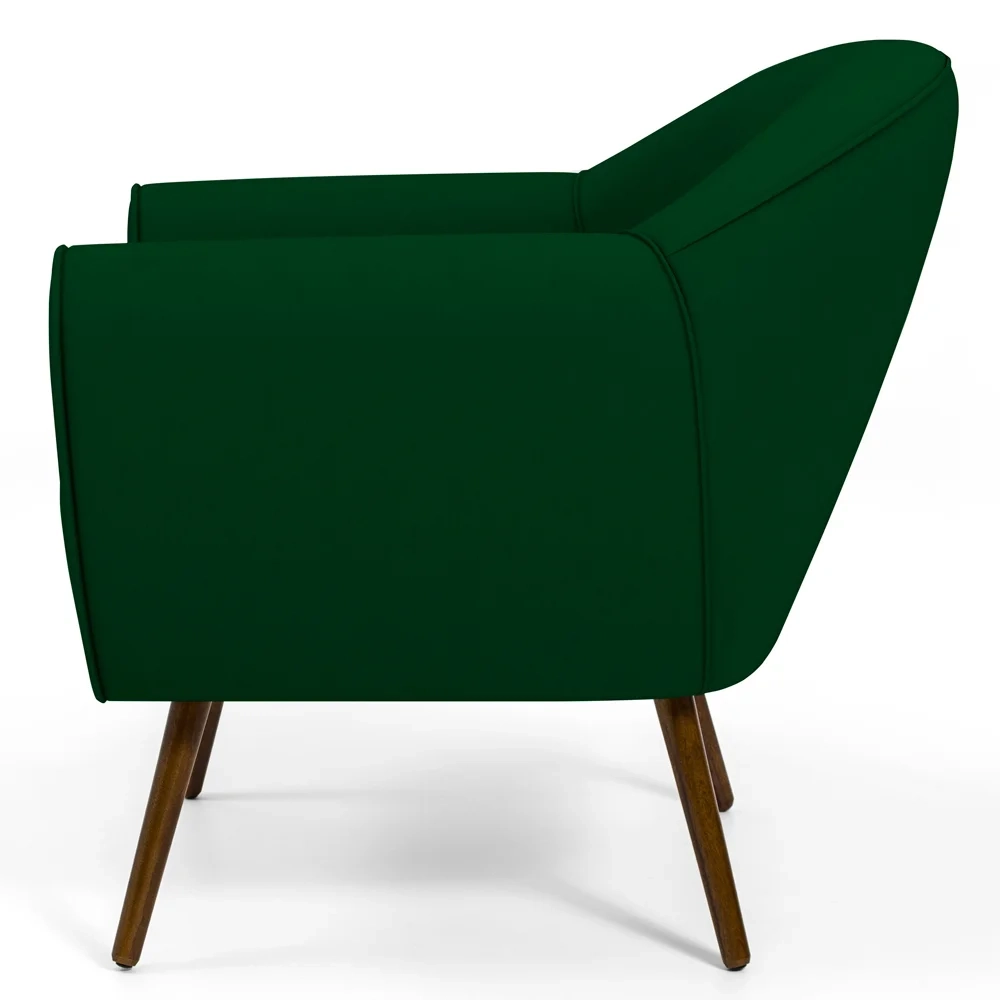 Poltrona Decorativa Sala de Estar Pés Palito Madeira Nina C-303 Veludo Verde - Domi