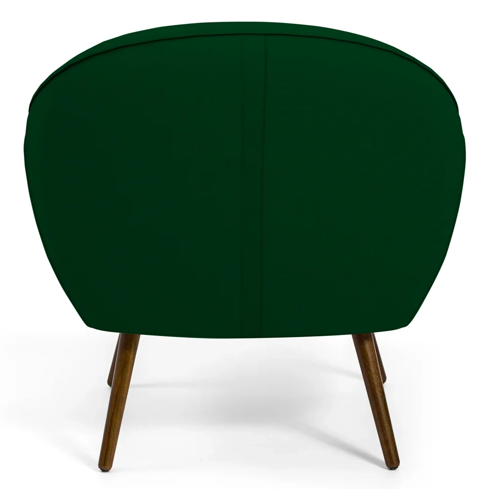 Poltrona Decorativa Sala de Estar Pés Palito Madeira Nina C-303 Veludo Verde - Domi