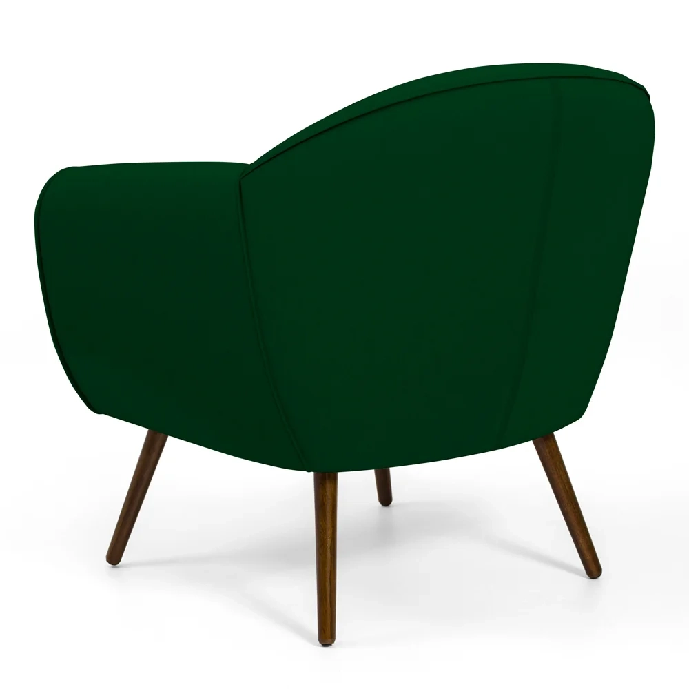 Poltrona Decorativa Sala de Estar Pés Palito Madeira Nina C-303 Veludo Verde - Domi