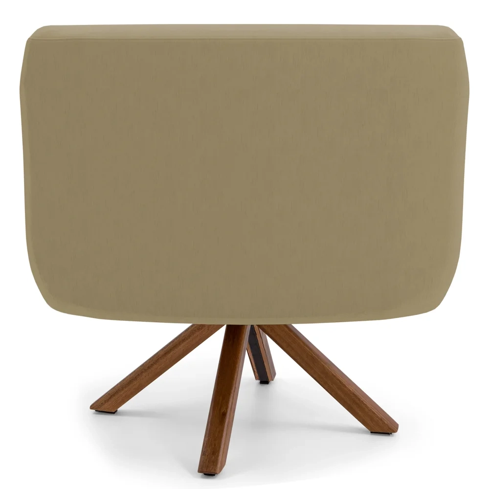 Kit 2 Poltronas Decorativas Giratórias Base Giromad Madeira Jade Veludo C-68 Bege - Domi