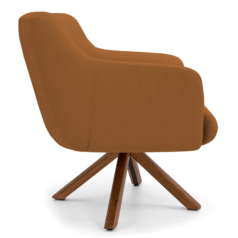 Kit 2 Poltronas Decorativas Giratórias Base Giromad Madeira Jade Veludo C-262 Telha - Domi