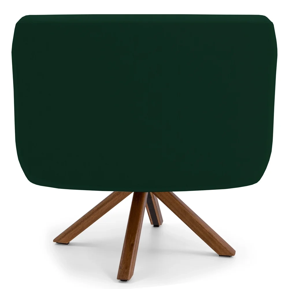 Kit 2 Poltronas Decorativas Giratórias Base Giromad Madeira Jade Veludo C-303 Verde Musgo - Domi