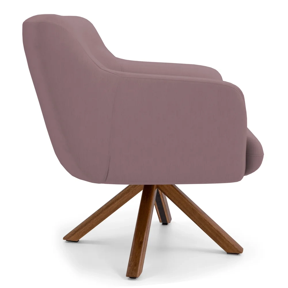 Kit 2 Poltronas Decorativas Giratórias Base Giromad Madeira Jade Veludo C-305 Rosê - Domi