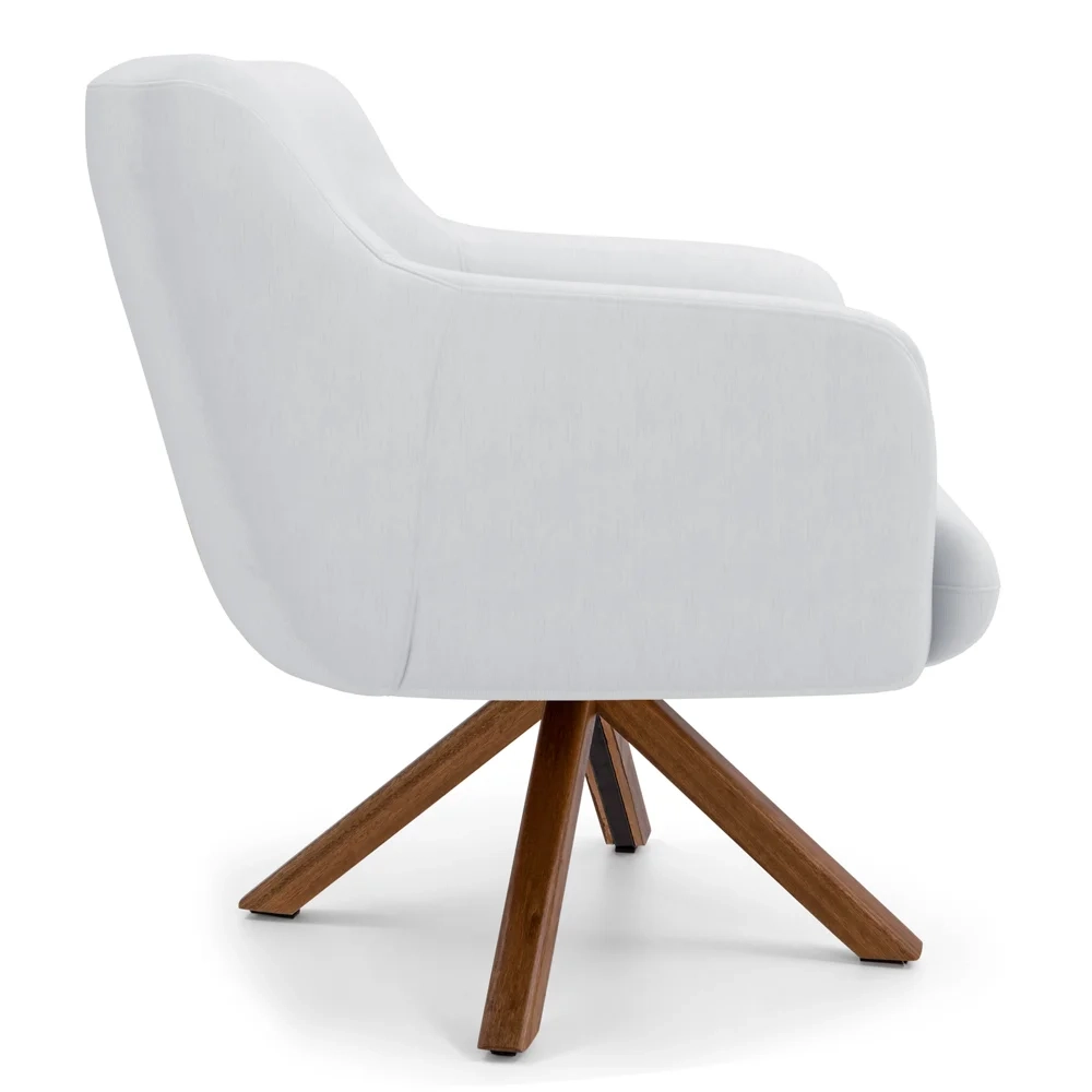 Kit 2 Poltronas Decorativas Giratórias Base Giromad Madeira Jade C-12 Corano Branco - Domi