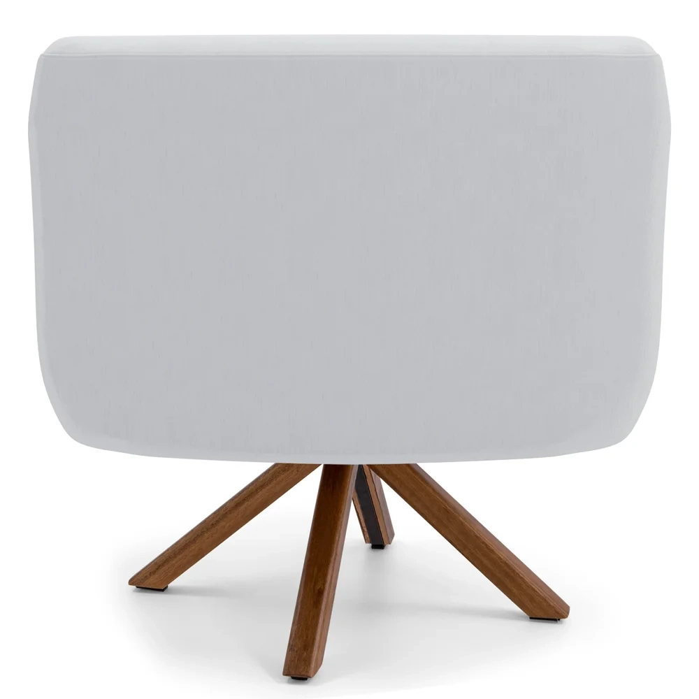 Kit 2 Poltronas Decorativas Giratórias Base Giromad Madeira Jade C-12 Corano Branco - Domi