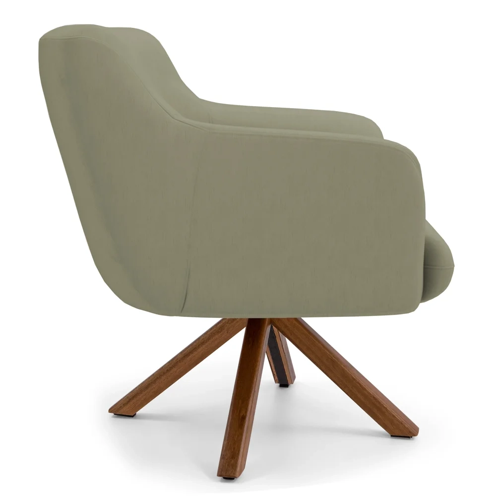 Kit 2 Poltronas Decorativas Giratórias Base Giromad Madeira Jade C-19 Corano Bege - Domi