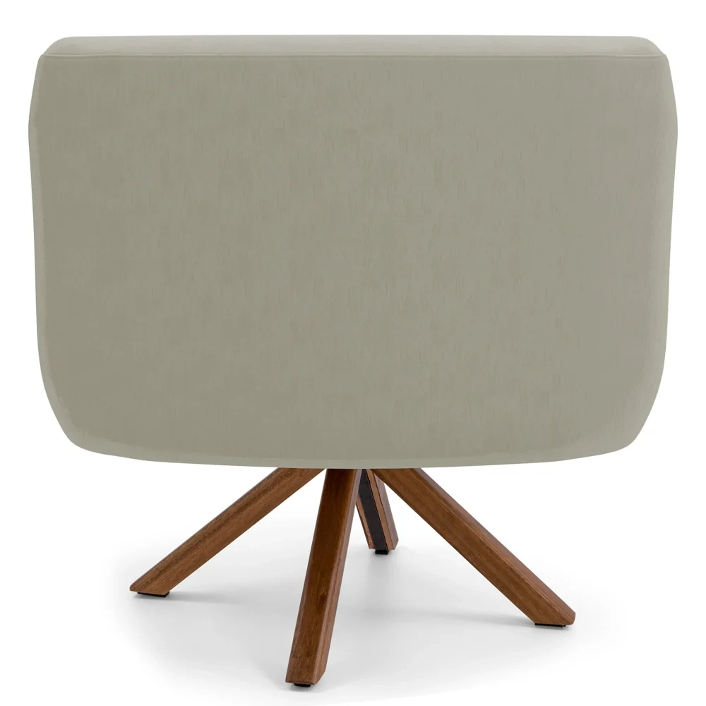 Kit 2 Poltronas Decorativas Giratórias Base Giromad Madeira Jade C-26 Corano Bege Claro - Domi