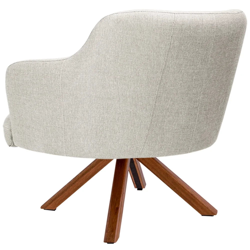 Kit 2 Poltronas Decorativas Giratórias Base Giromad Madeira Jade C-107 Linho Bege - Domi