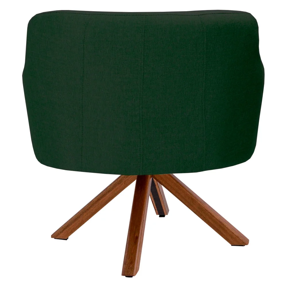 Kit 2 Poltronas Decorativas Giratórias Base Giromad Madeira Jade C-117 Linho Verde Musgo - Domi