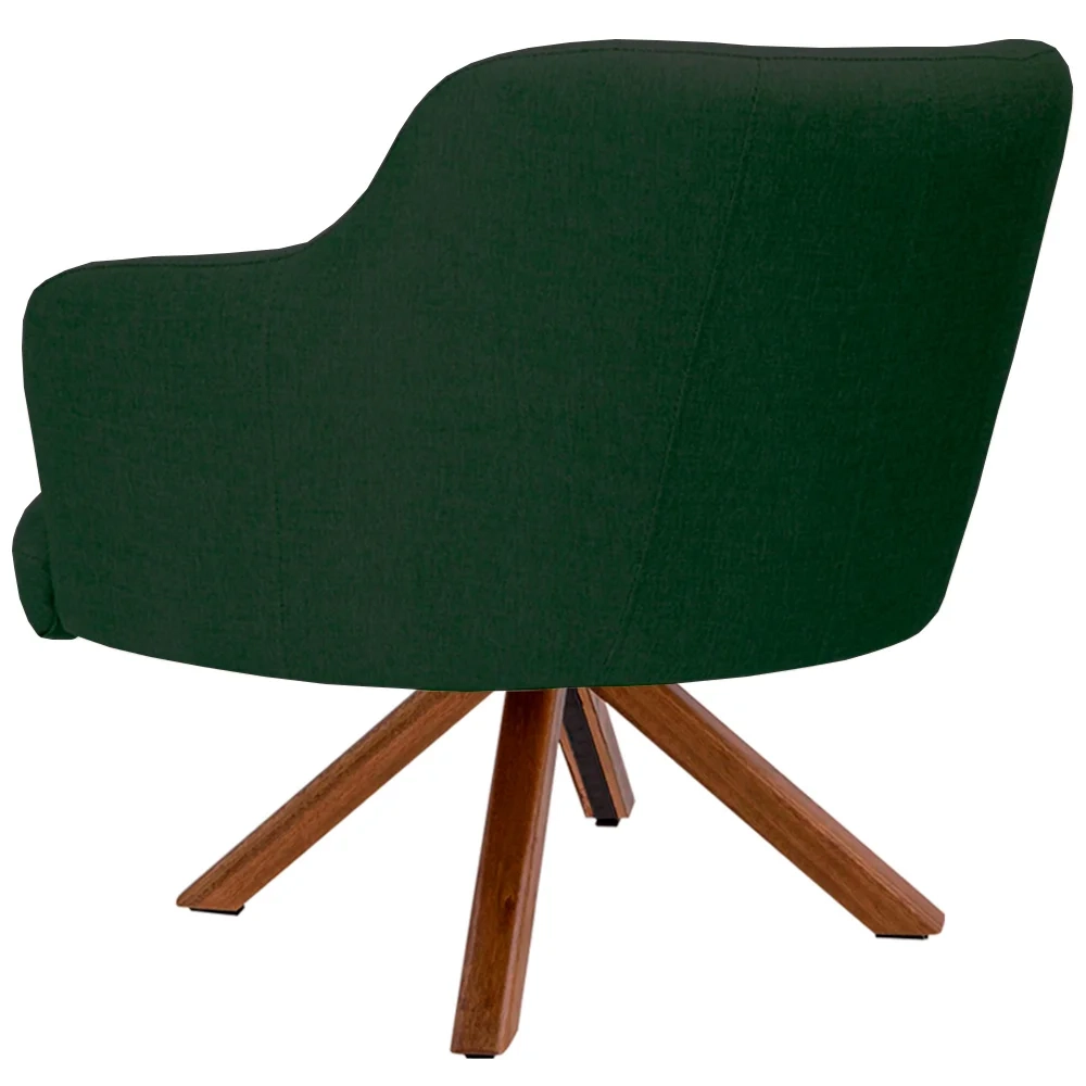 Kit 2 Poltronas Decorativas Giratórias Base Giromad Madeira Jade C-117 Linho Verde Musgo - Domi