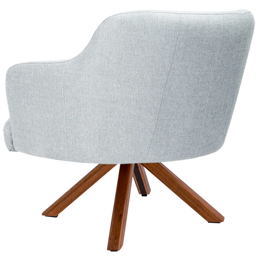 Kit 2 Poltronas Decorativas Giratórias Base Giromad Madeira Jade Linho D-315 Cinza - Domi