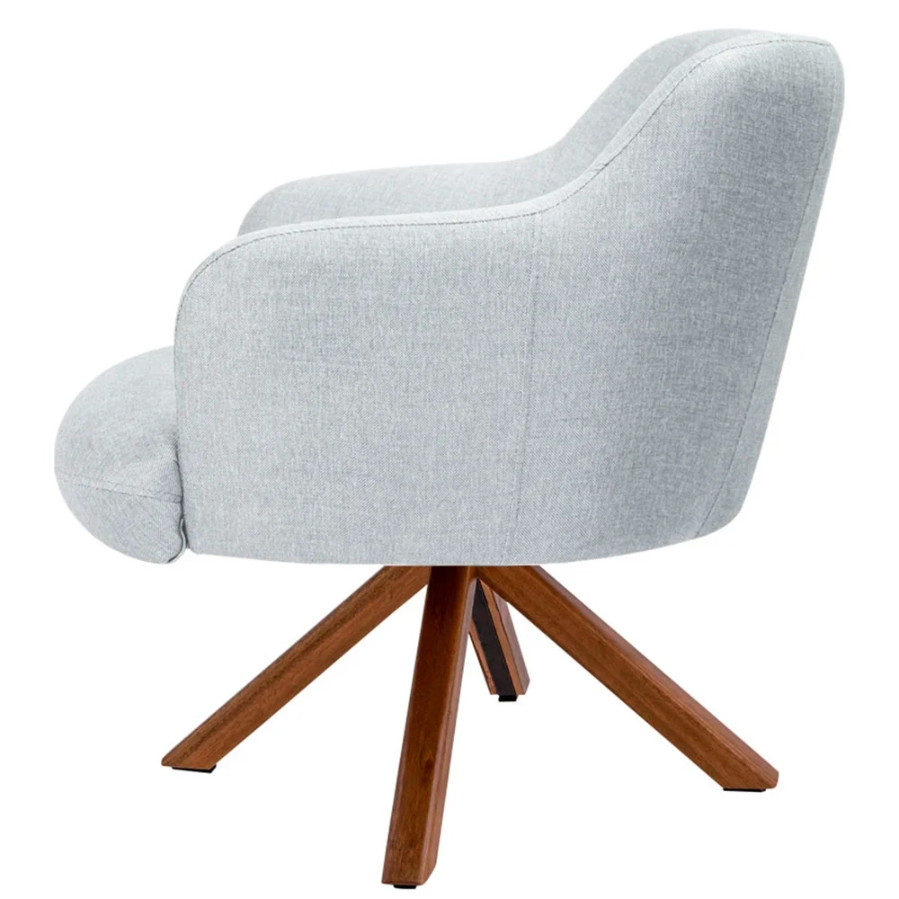 Kit 2 Poltronas Decorativas Giratórias Base Giromad Madeira Jade Linho D-315 Cinza - Domi