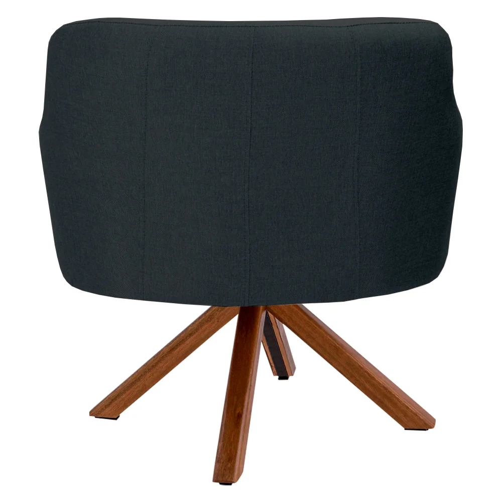 Kit 2 Poltronas Decorativas Giratórias Base Giromad Madeira Jade Linho D-465 Chumbo - Domi