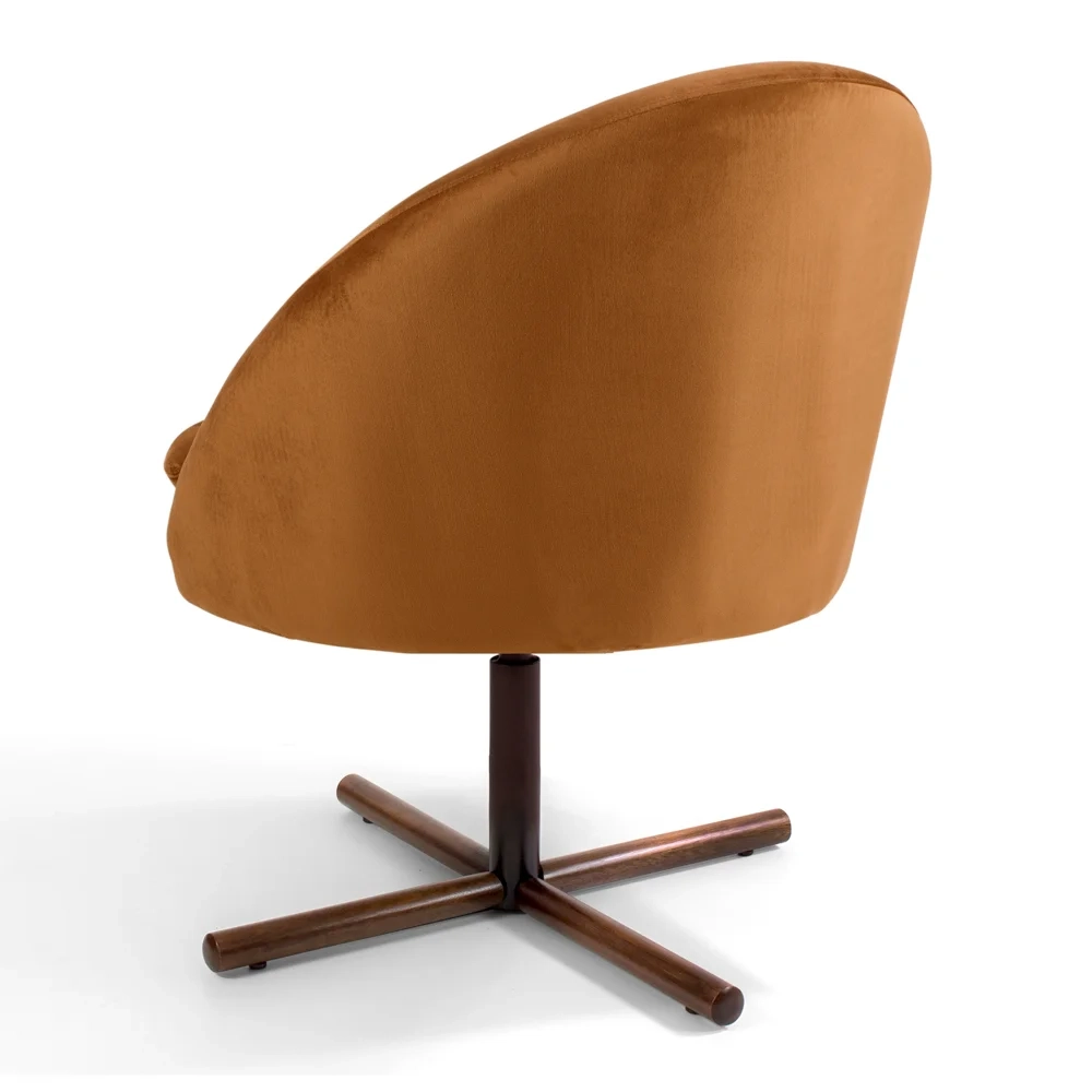 Kit 2 Poltronas Decorativas Giratórias Base Xis Madeira Rafa C-262 Veludo Telha - Domi