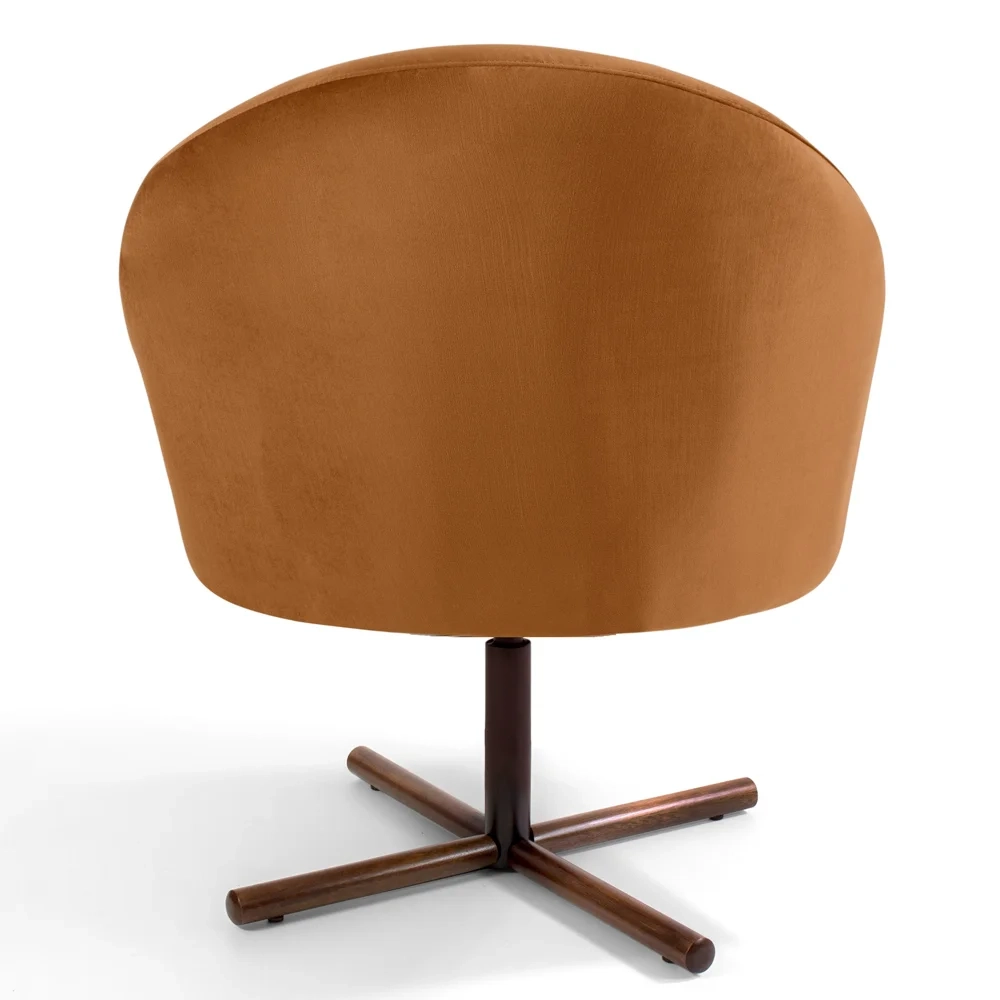 Kit 2 Poltronas Decorativas Giratórias Base Xis Madeira Rafa C-262 Veludo Telha - Domi