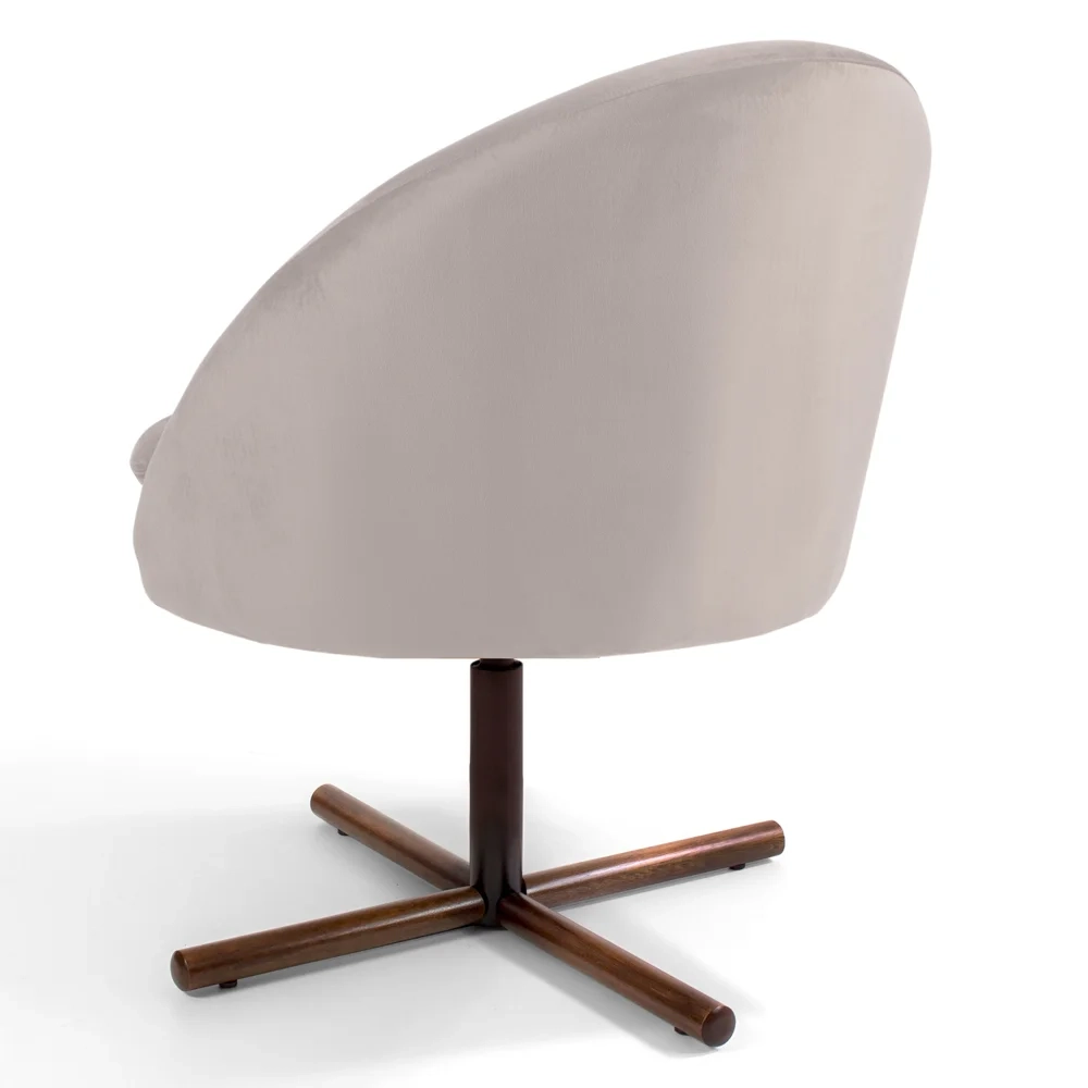 Kit 2 Poltronas Decorativas Giratórias Base Xis Madeira Rafa C-309 Veludo Bege - Domi