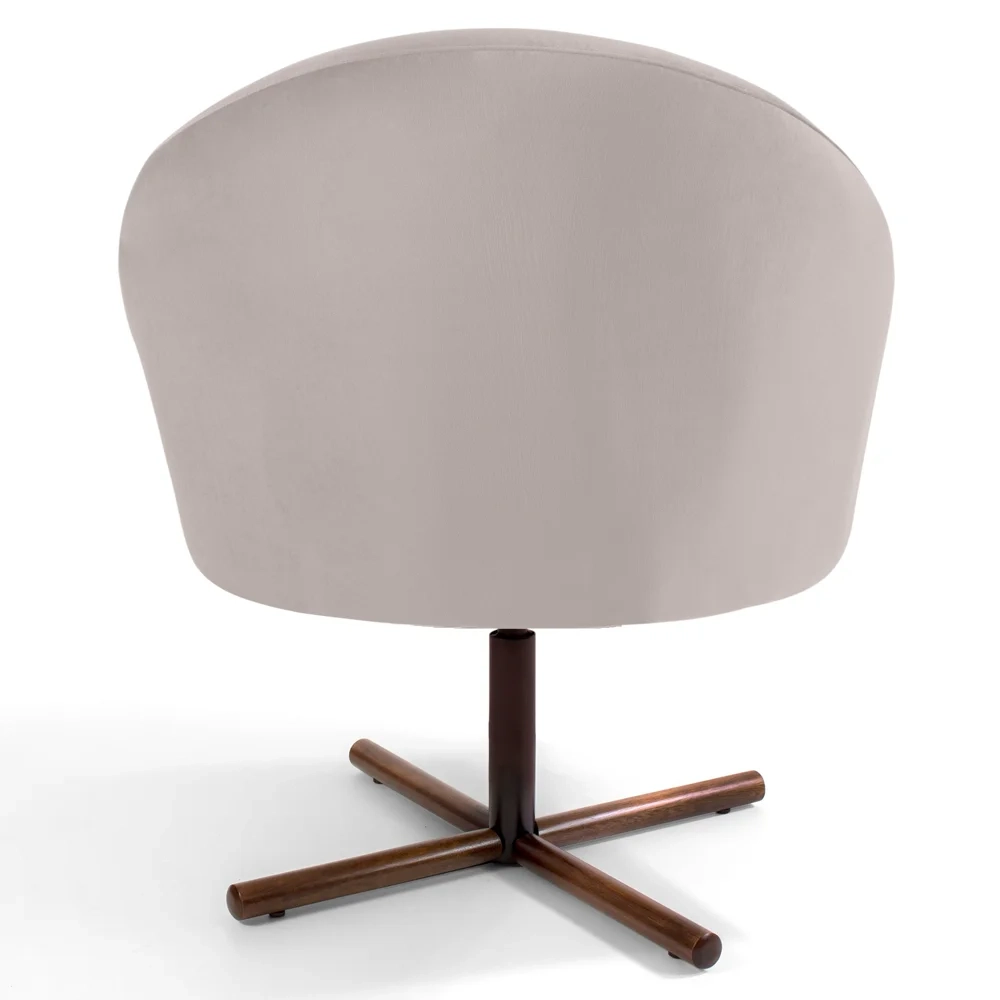 Kit 2 Poltronas Decorativas Giratórias Base Xis Madeira Rafa C-309 Veludo Bege - Domi