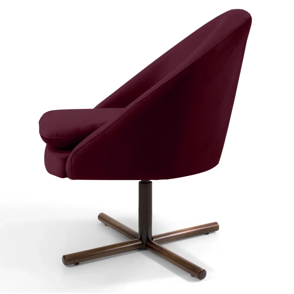 Kit 2 Poltronas Decorativas Giratórias Base Xis Madeira Rafa C-278 Veludo Marsala - Domi