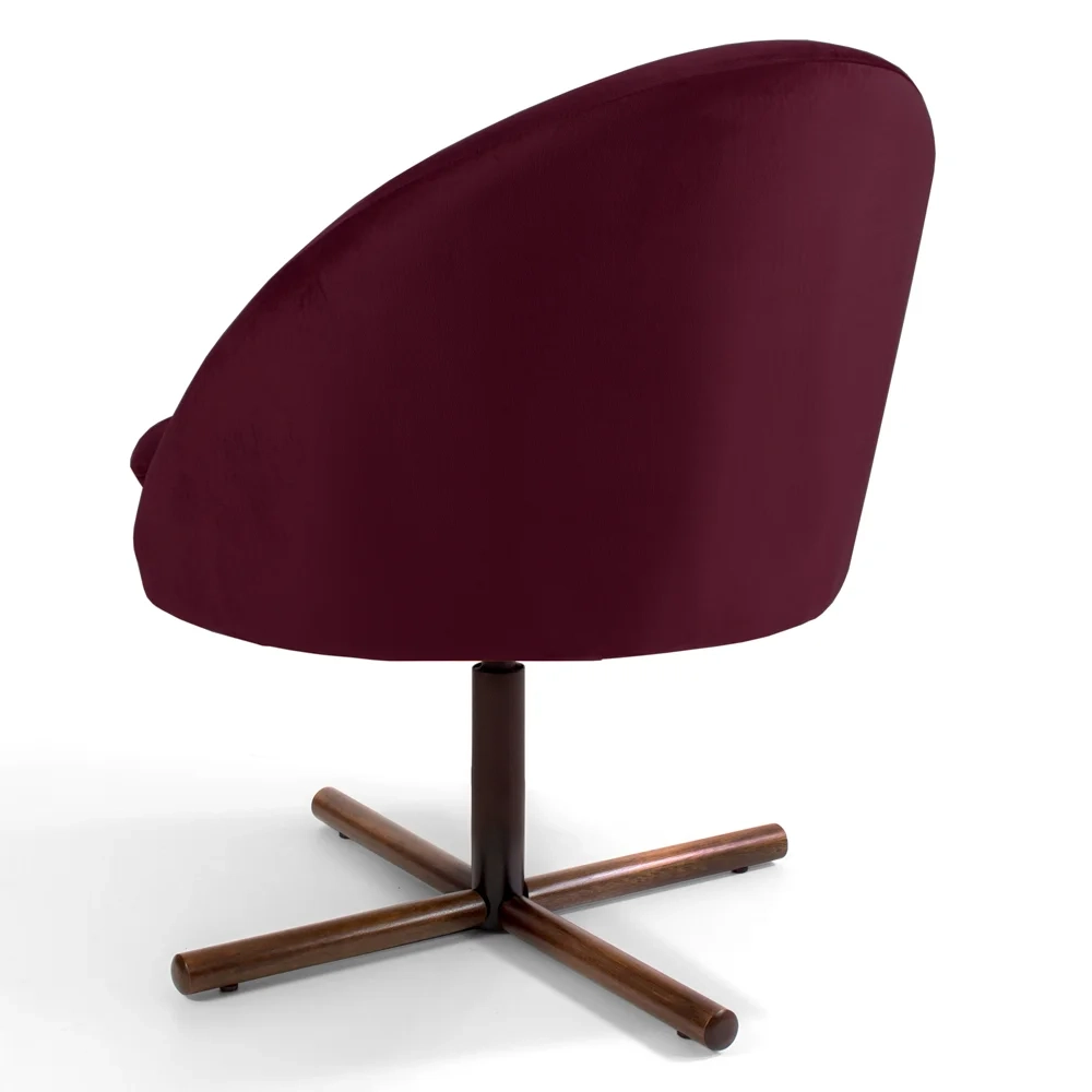 Kit 2 Poltronas Decorativas Giratórias Base Xis Madeira Rafa C-278 Veludo Marsala - Domi