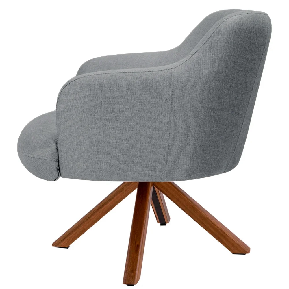 Kit 2 Poltronas Decorativas Giratórias Base Giromad Madeira Jade C-416 Linho Cinza Escuro - Domi