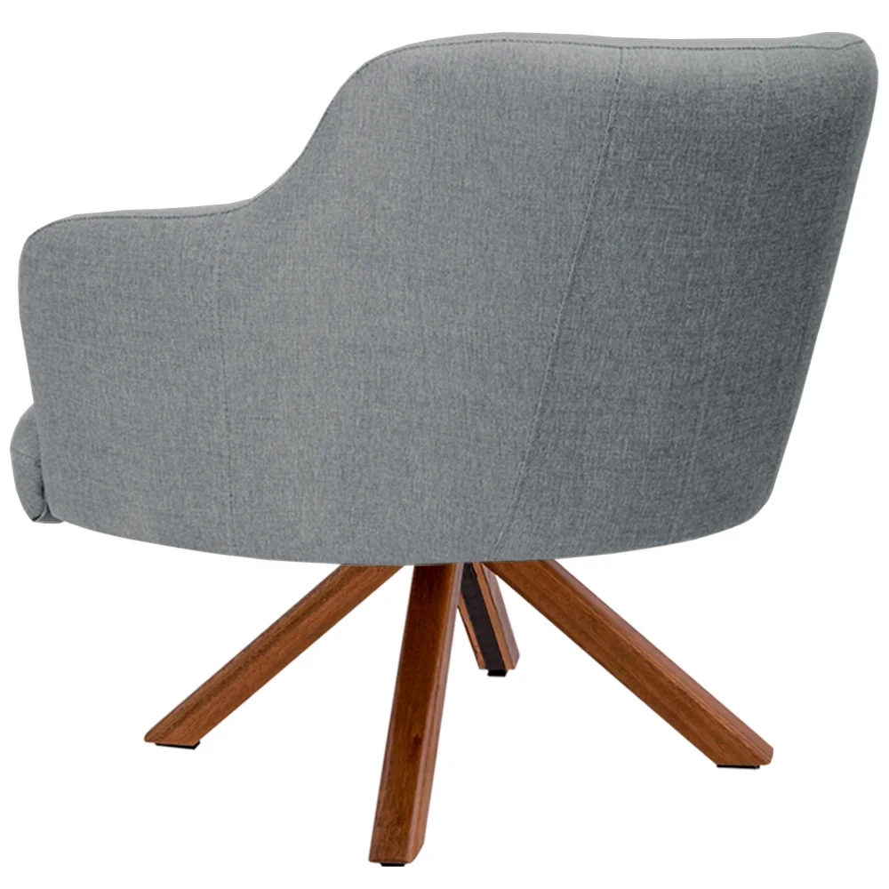 Kit 2 Poltronas Decorativas Giratórias Base Giromad Madeira Jade C-416 Linho Cinza Escuro - Domi