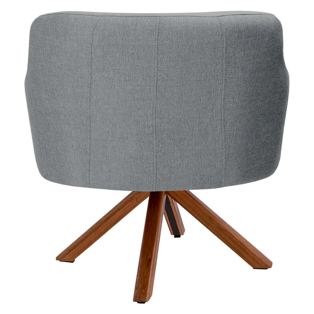 Kit 2 Poltronas Decorativas Giratórias Base Giromad Madeira Jade C-416 Linho Cinza Escuro - Domi