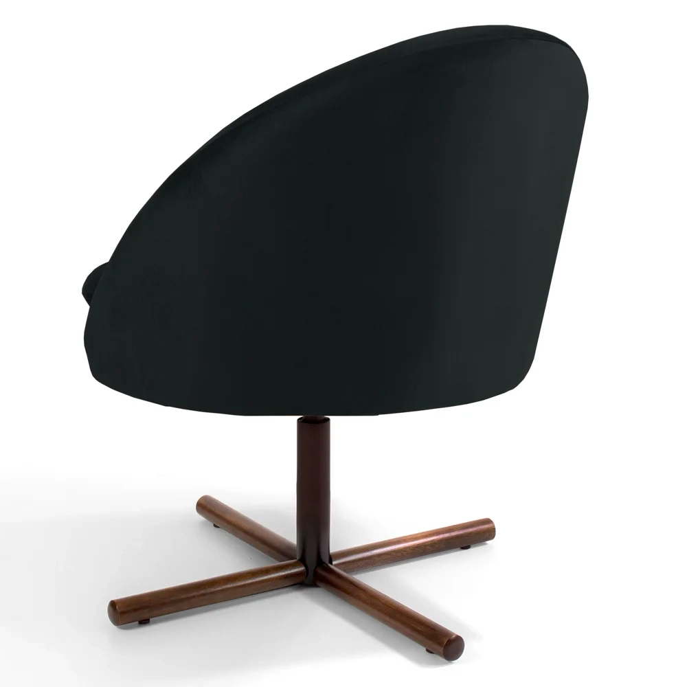 Kit 2 Poltronas Decorativas Giratórias Base Xis Madeira Rafa C-300 Veludo Preto - Domi