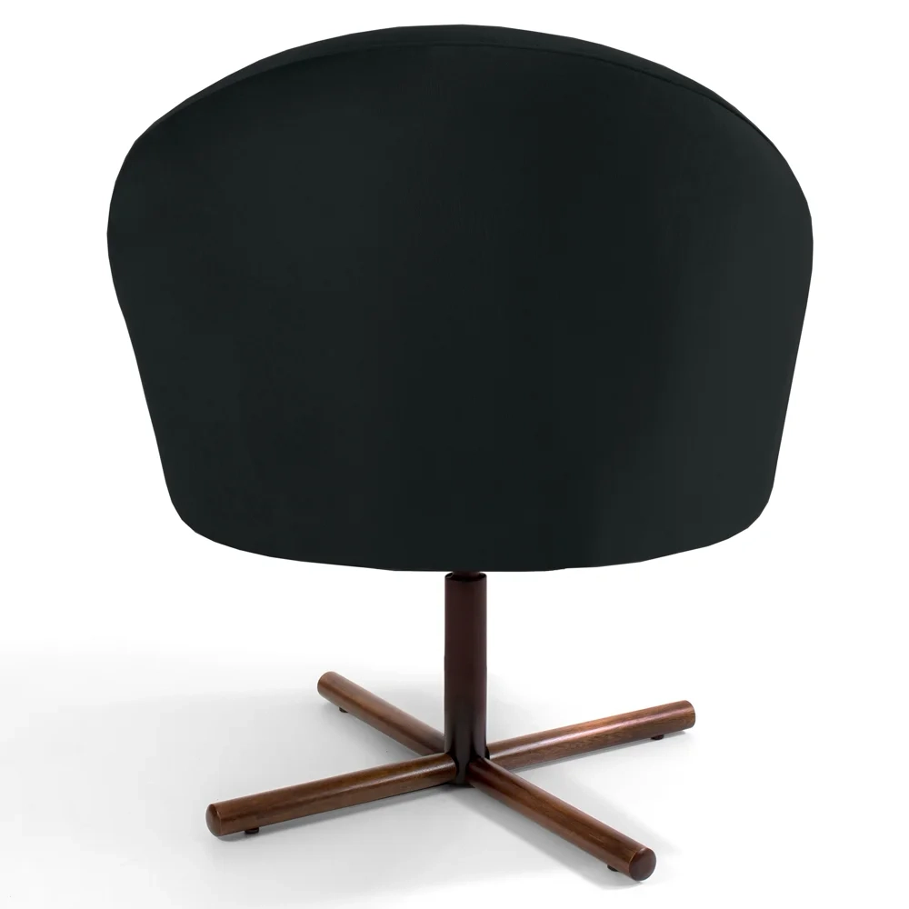 Kit 2 Poltronas Decorativas Giratórias Base Xis Madeira Rafa C-300 Veludo Preto - Domi