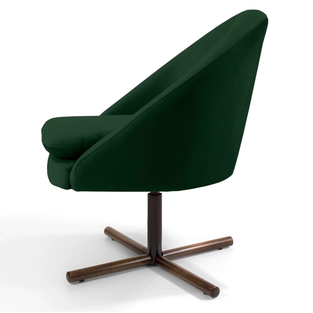 Kit 2 Poltronas Decorativas Giratórias Base Xis Madeira Rafa C-303 Veludo Verde Musgo - Domi