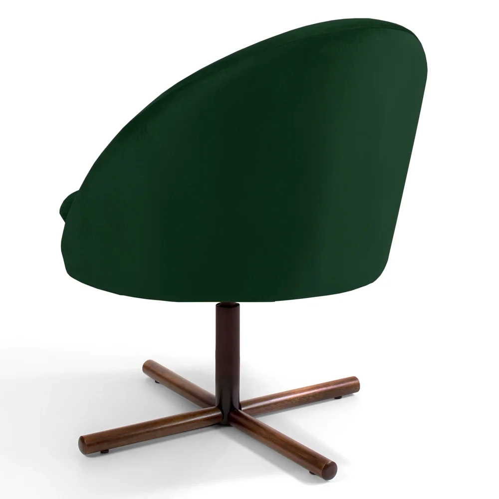 Kit 2 Poltronas Decorativas Giratórias Base Xis Madeira Rafa C-303 Veludo Verde Musgo - Domi