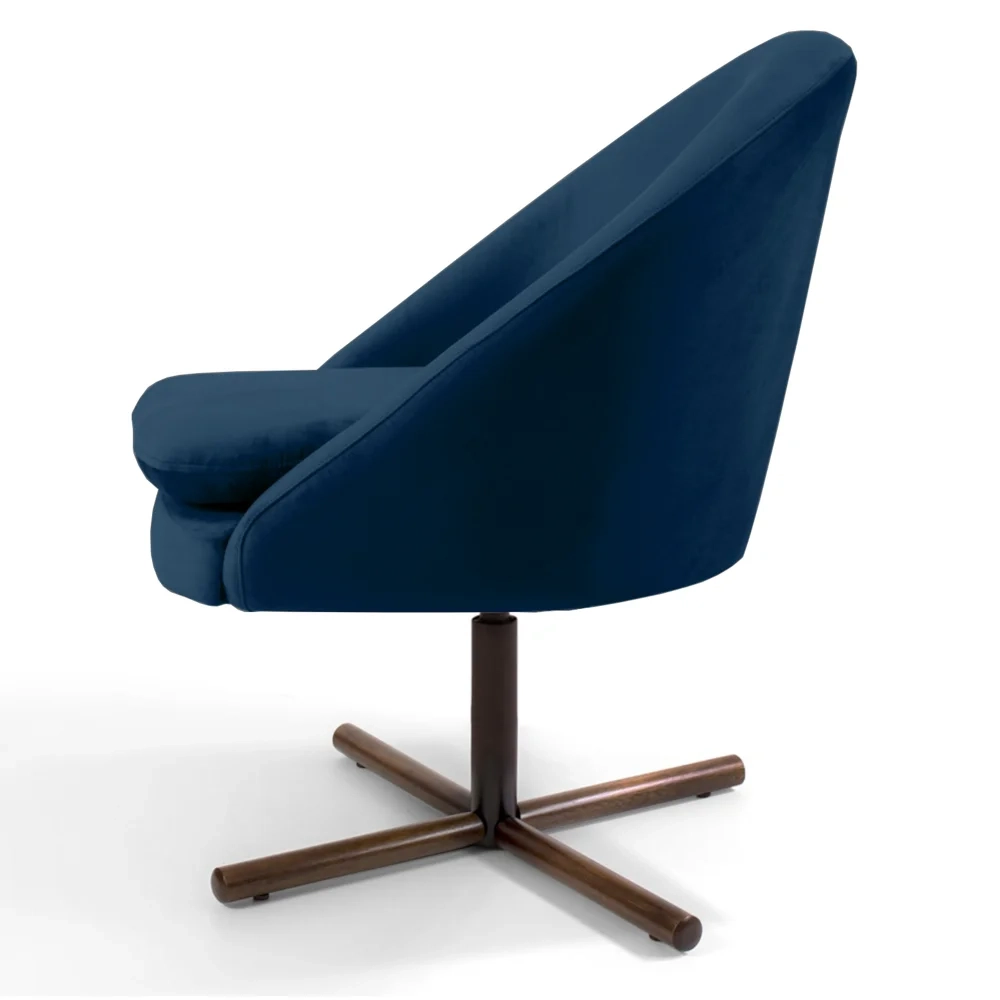 Kit 2 Poltronas Decorativas Giratórias Base Xis Madeira Rafa C-304 Veludo Azul Marinho - Domi